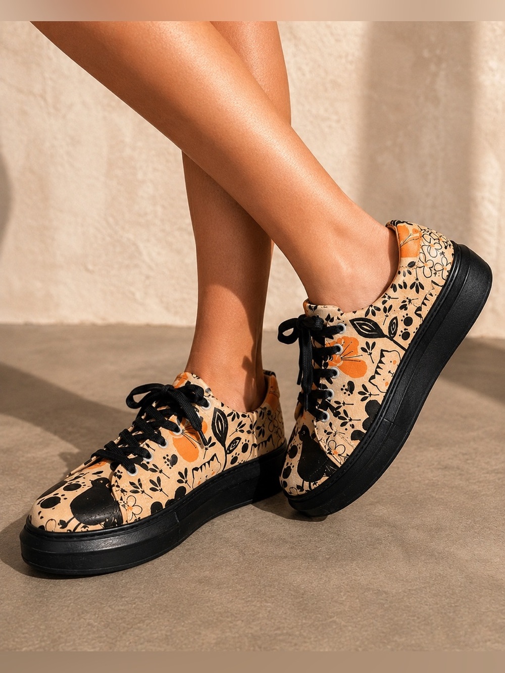 DOGO Myra Go Home Monochrome Cats Chunky Platform Vegan Sneakers Women’s Size 6
